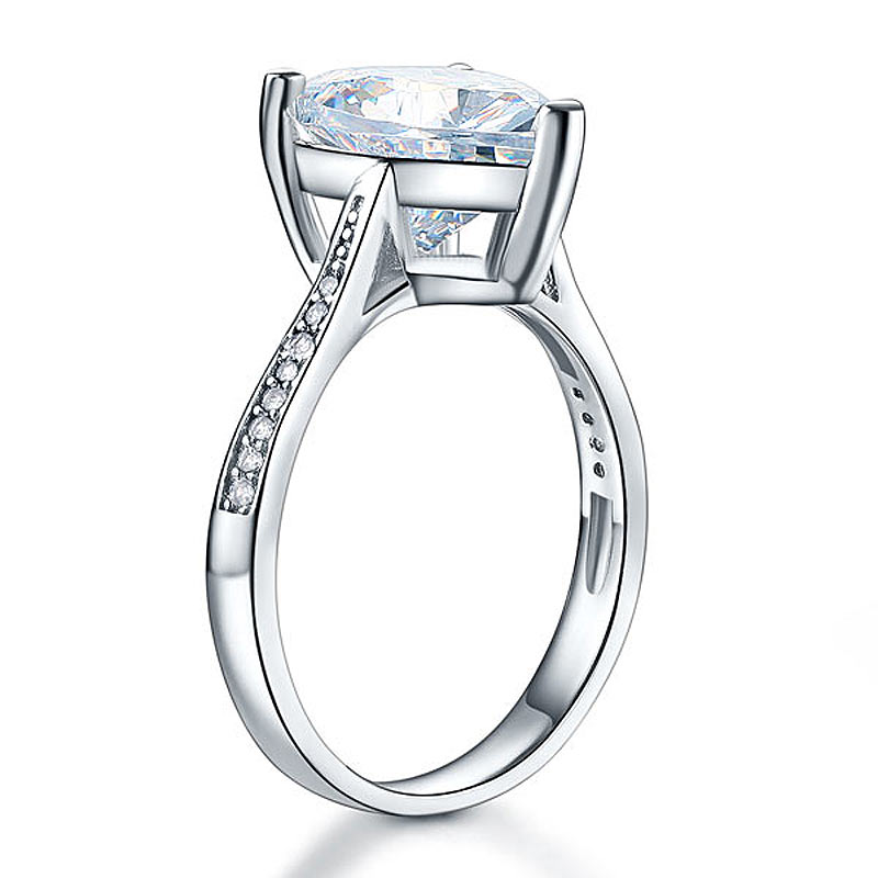 925 Sterling Silver Bridal Heart Ring 3.5 Carat - View 2 | SelinJewels