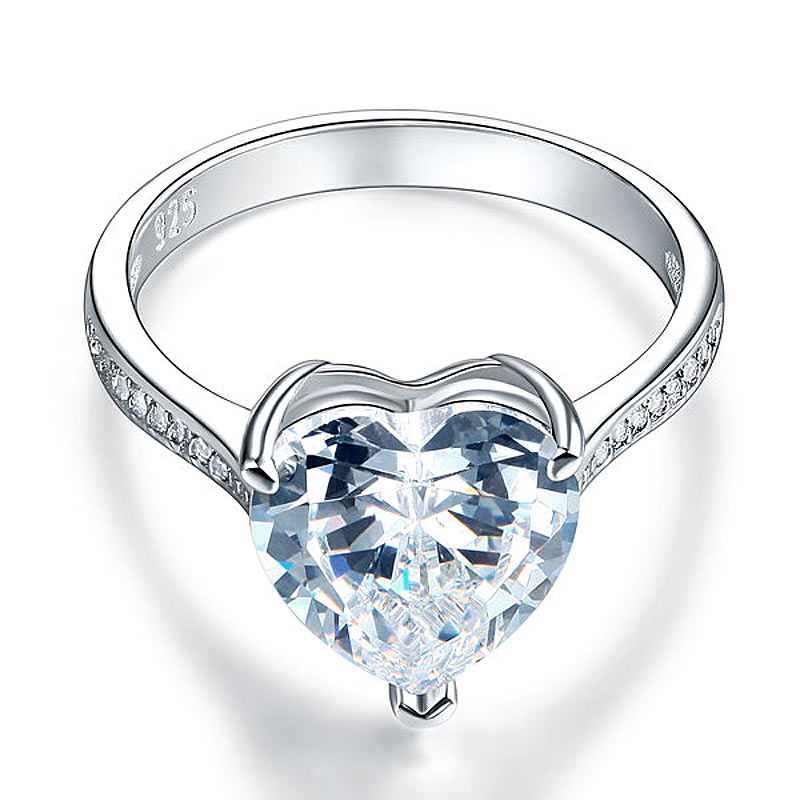 925 Sterling Silver Bridal Heart Ring 3.5 Carat - View 3 | SelinJewels