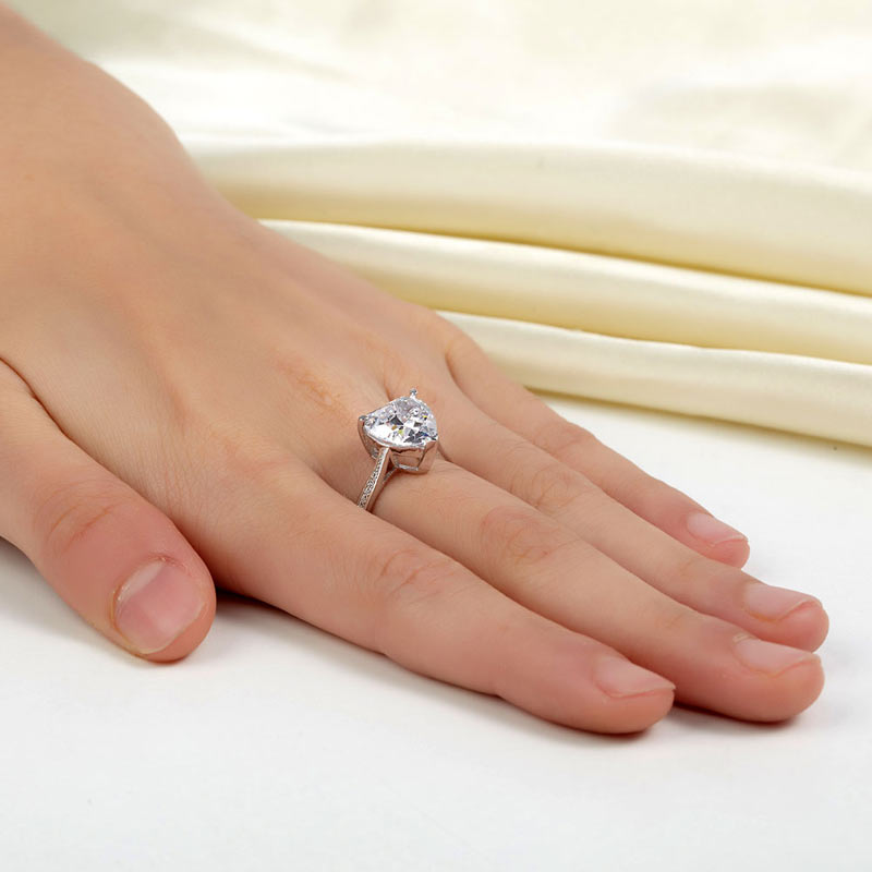 925 Sterling Silver Bridal Heart Ring 3.5 Carat - View 6 | SelinJewels