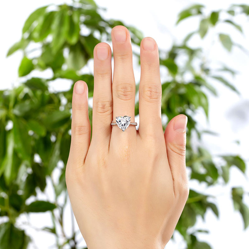925 Sterling Silver Bridal Heart Ring 3.5 Carat - View 7 | SelinJewels