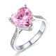 925 Sterling Silver Bridal Engagement Ring 3.5 Carat Heart Pink Simulated Diamond Jewelry