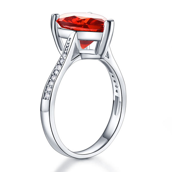 925 Sterling Silver Bridal Heart Ruby Red Ring - View 2 | SelinJewels