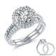 925 Sterling Silver Wedding Halo Ring Set 2 Carat Simulated Diamond