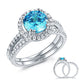 925 Sterling Silver Wedding Engagement Halo Ring Set 2 Carat Blue Simulated Diamond