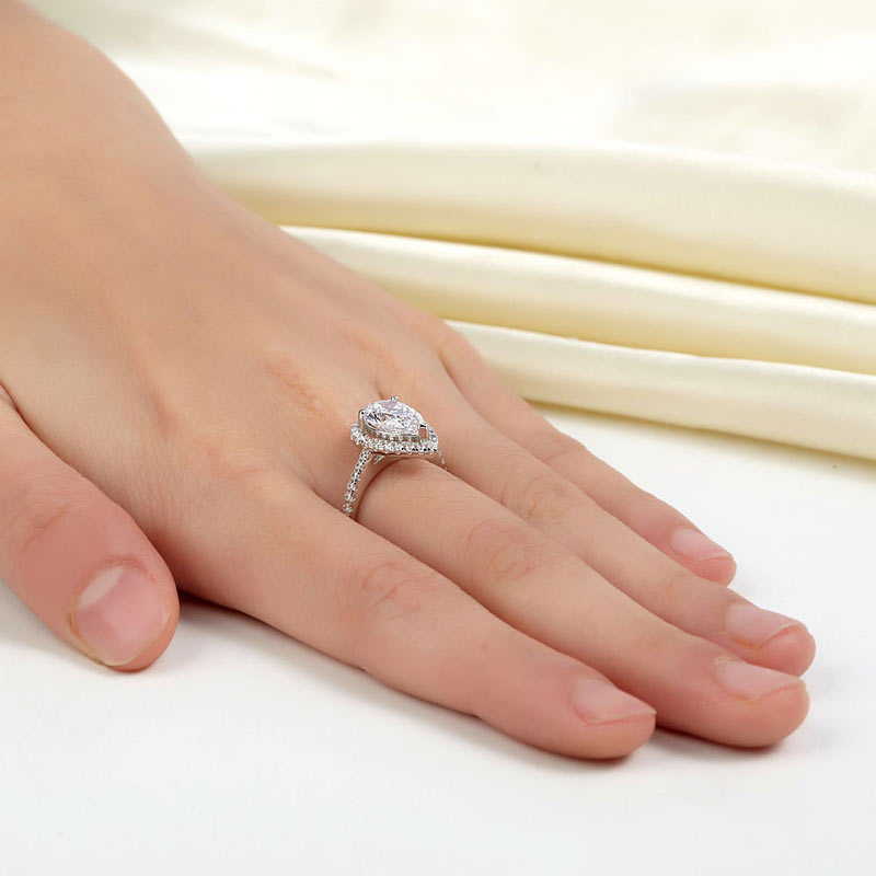 2 Ct Pear Cut Ring Sterling 925 Silver Wedding Promise Anniversary Engagement Jewelry