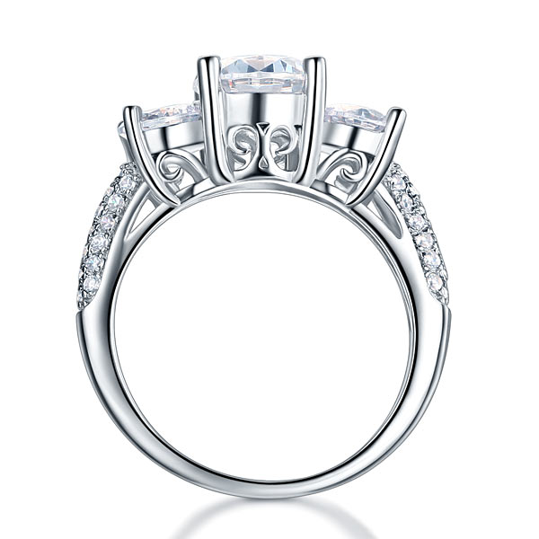 925 Sterling Silver 3-Stone Wedding Ring Vintage - View 4 | SelinJewels