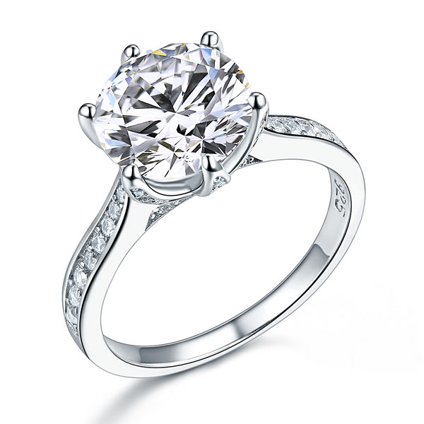 925 Sterling Silver Luxury Wedding Engagement Ring 3 Carat Simulated Diamond | SelinJewels