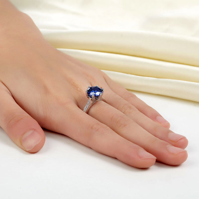 925 Sterling Silver Luxury Ring Blue Tanzanite - View 6 | SelinJewels
