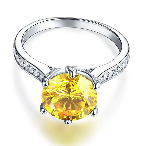 925 Sterling Silver Luxury Ring Yellow Canary Diamond - View 4 | SelinJewels