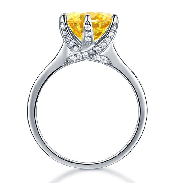 925 Sterling Silver Luxury Ring Yellow Canary Diamond - View 5 | SelinJewels