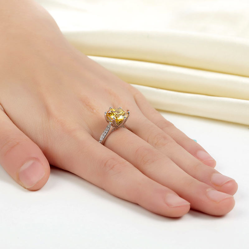 925 Sterling Silver Luxury Ring Yellow Canary Diamond - View 2 | SelinJewels