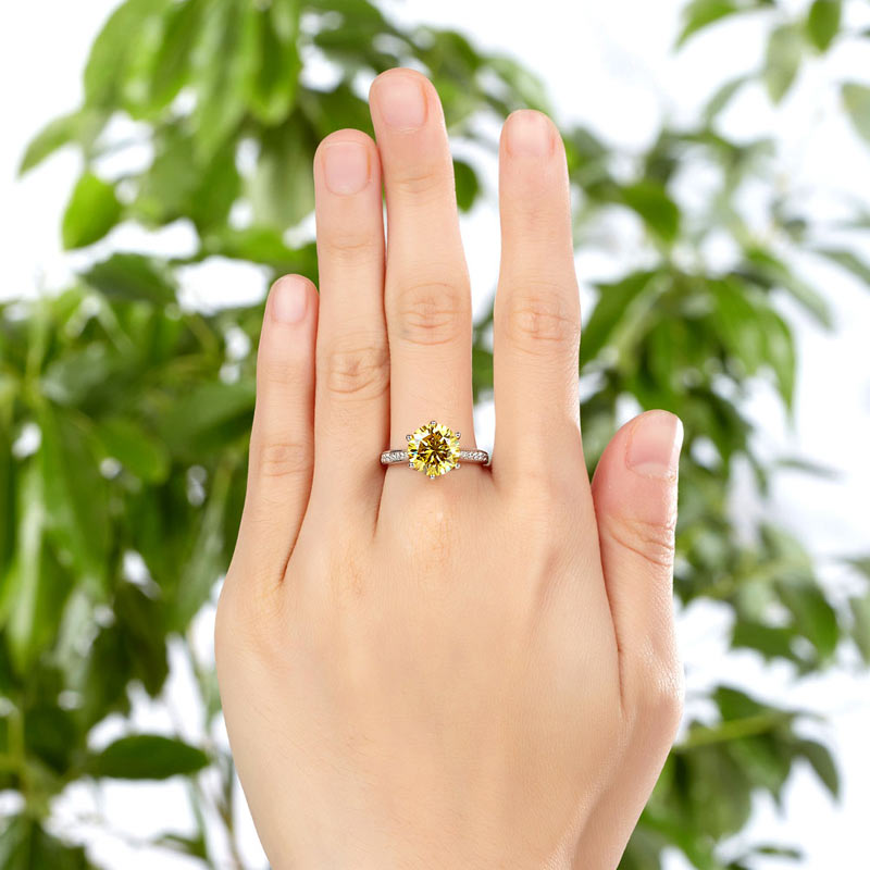 925 Sterling Silver Luxury Ring Yellow Canary Diamond - View 6 | SelinJewels