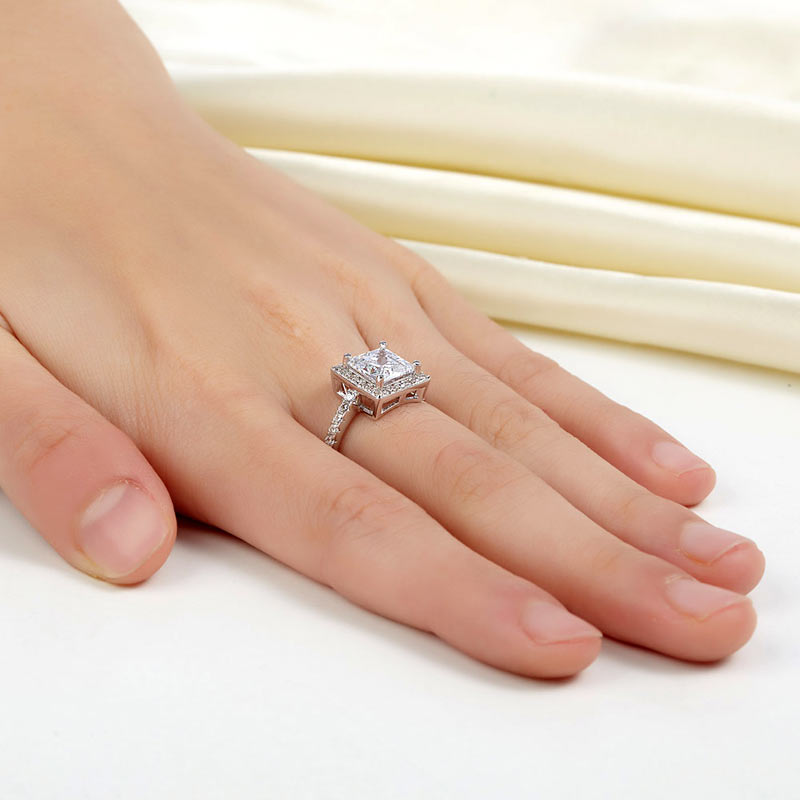 1.5 Ct Princess Simulated Diamond Wedding Anniversary Ring - View 5 | SelinJewels