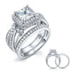 Solid 925 Sterling Silver Wedding Anniversary Engagement Ring Set Vintage Style Princess