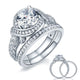 Luxury 925 Sterling Silver Wedding Anniversary Ring Set Vintage Simulated Diamond