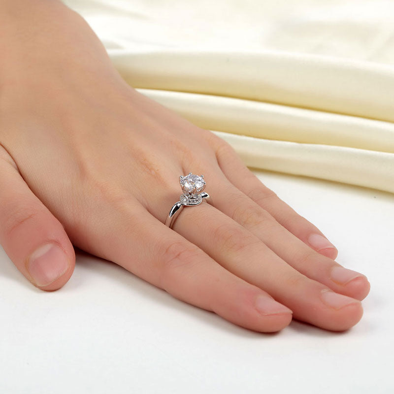 6 Claws Crown Promise Ring 1.25 Ct Diamond - View 2 | SelinJewels