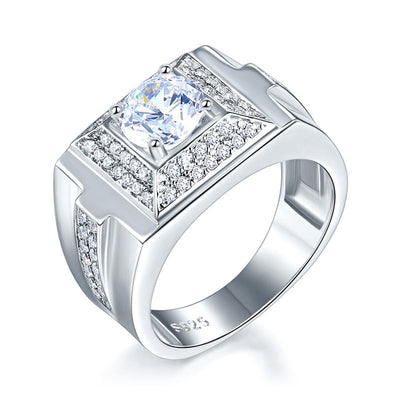Men's Wedding Band Solid Sterling 925 Silver Ring Jewelry 1 Carat
