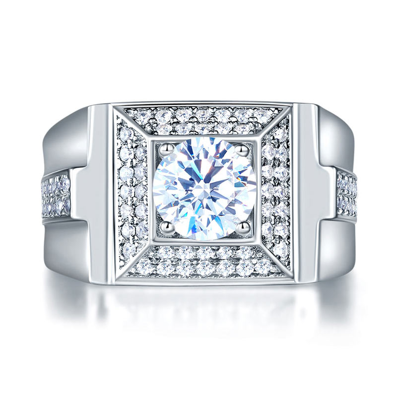 Men's Wedding Band 925 Silver Ring - View 2 | SelinJewels