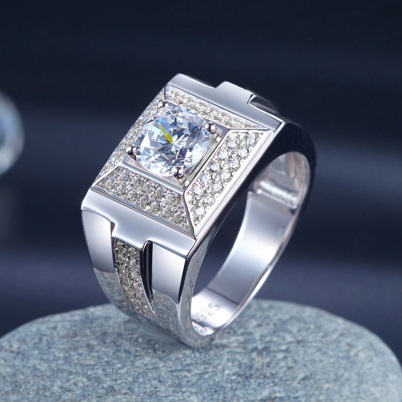 Men's Wedding Band Solid Sterling 925 Silver Ring Jewelry 1 Carat