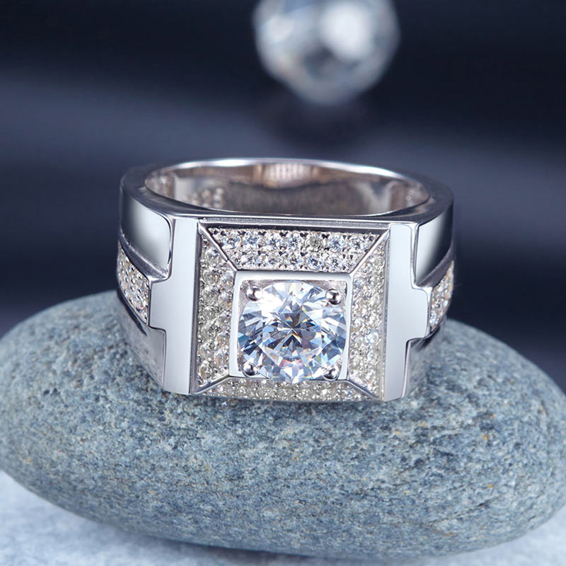 Men's Wedding Band Solid Sterling 925 Silver Ring Jewelry 1 Carat