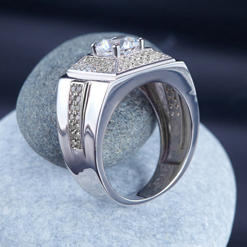 Men's Wedding Band Solid Sterling 925 Silver Ring Jewelry 1 Carat