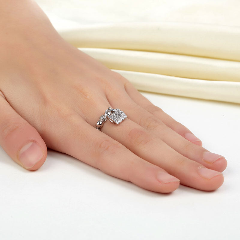 Solid 925 Sterling Silver Band Ring Dangle Purse New Style Design