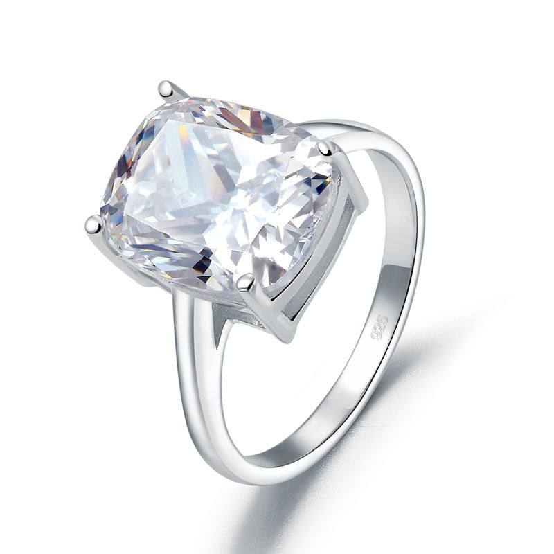 Solid 925 Sterling Silver 6 Carat Wedding Anniversary Solitaire Ring Luxury Jewelry