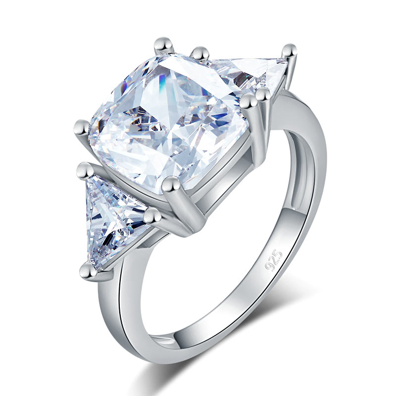 Cushion Cut 4 Carat Solid 925 Sterling Silver Ring Luxury Simulated Diamond | SelinJewels