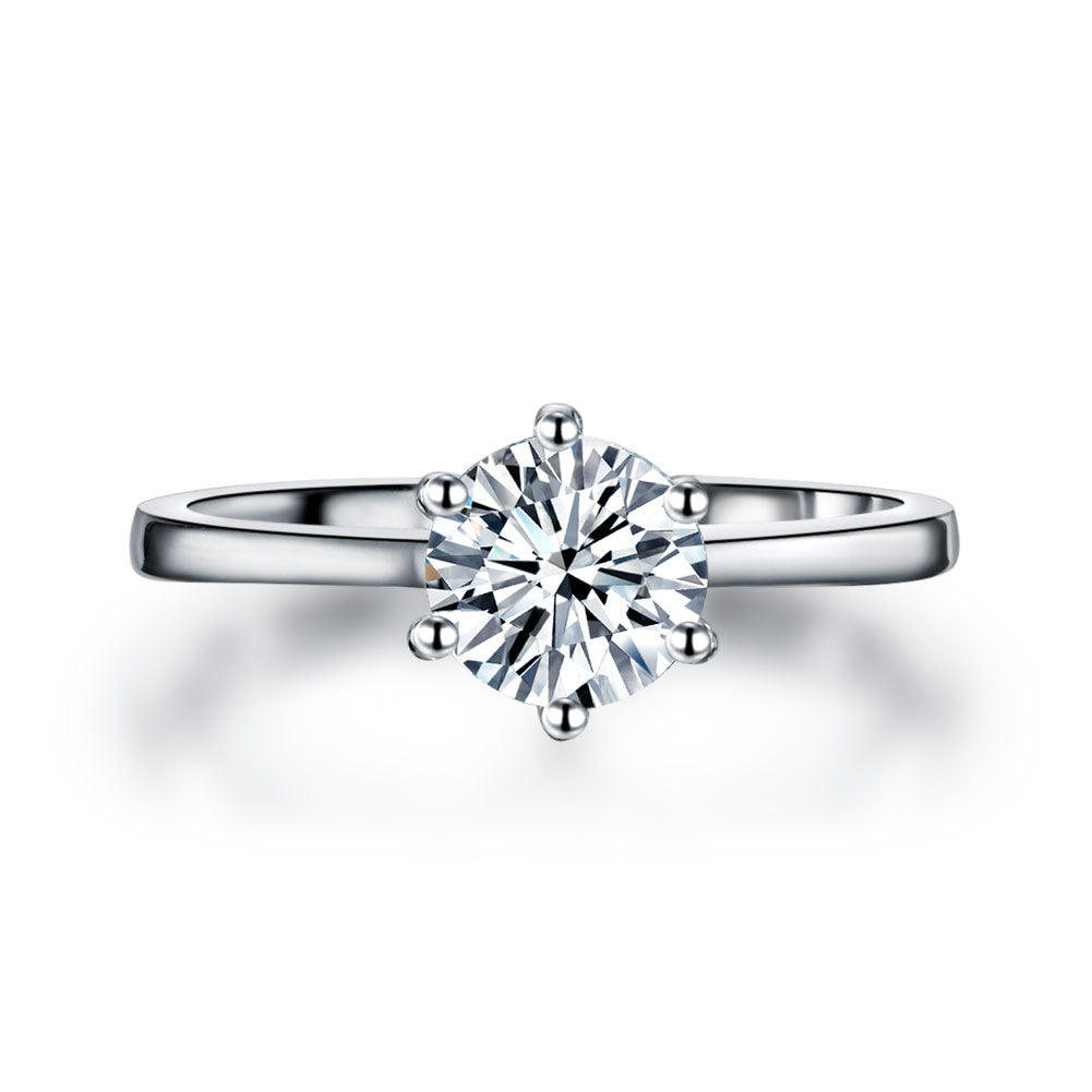 1 Carat Simulated Diamond Engagement Ring Classic - View 2 | SelinJewels