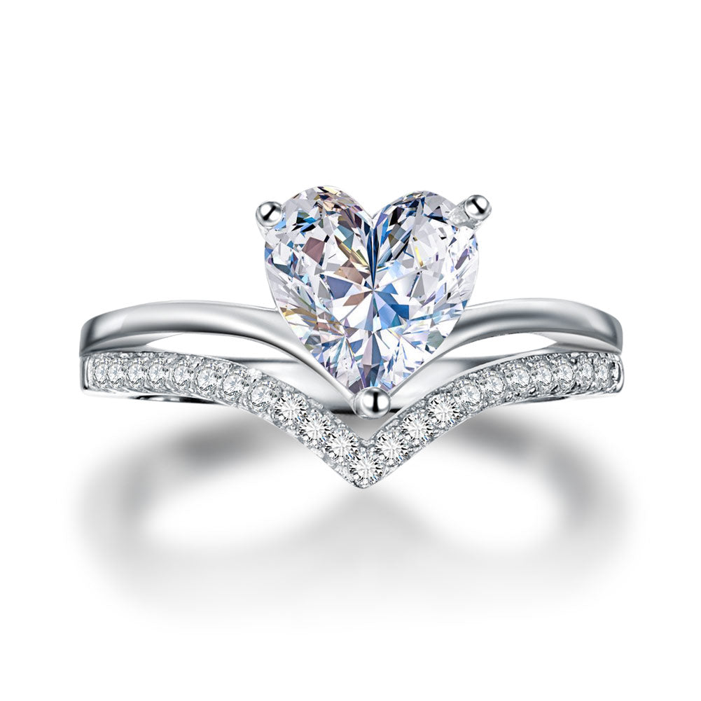 2 Carat Heart Simulated Diamond Engagement Ring - View 3 | SelinJewels