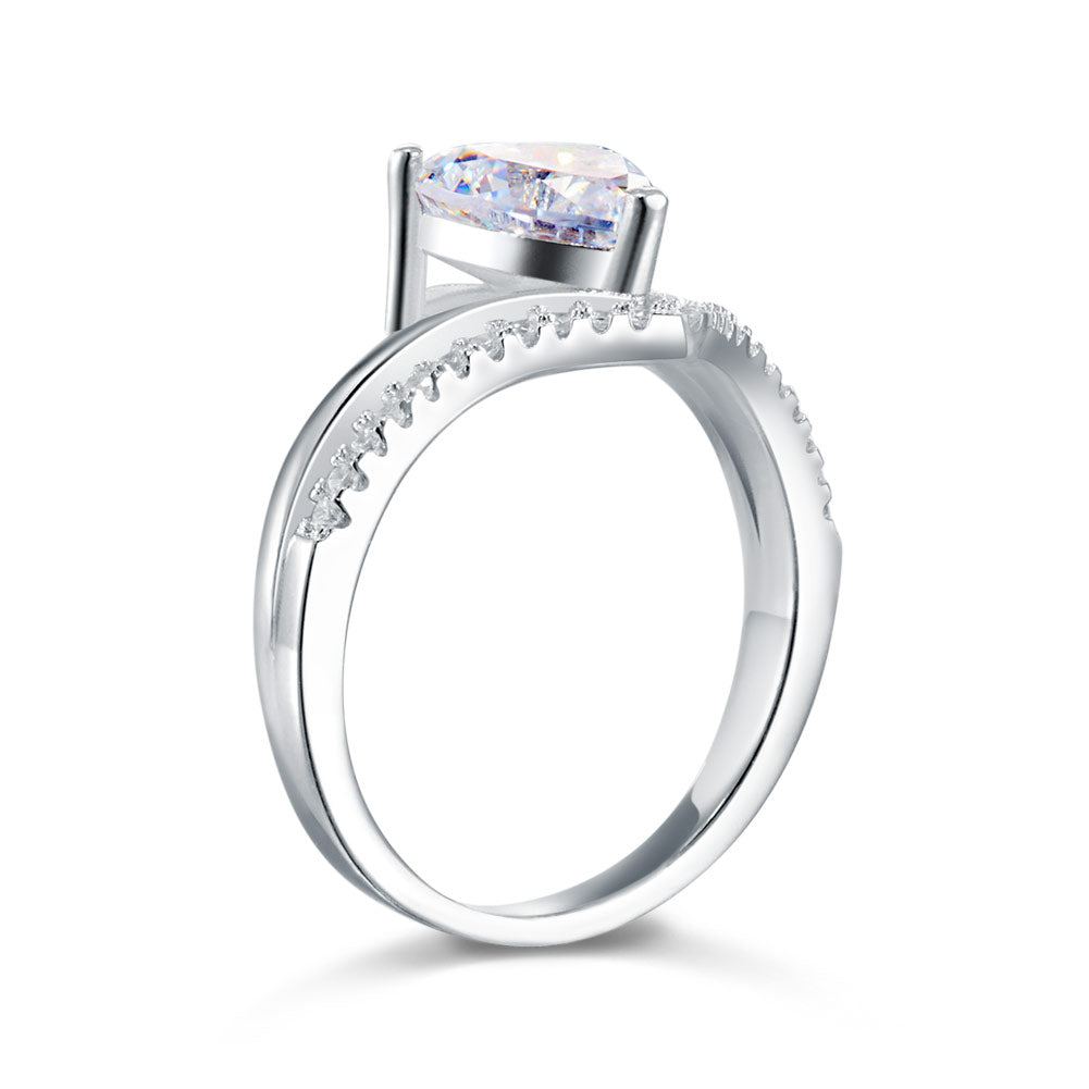 2 Carat Heart Simulated Cut Diamond Engagement Ring 925 Sterling Silver
