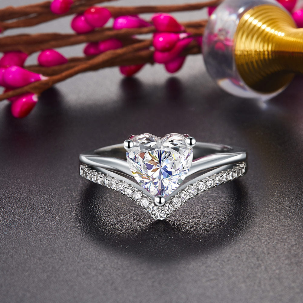 2 Carat Heart Simulated Diamond Engagement Ring - View 2 | SelinJewels