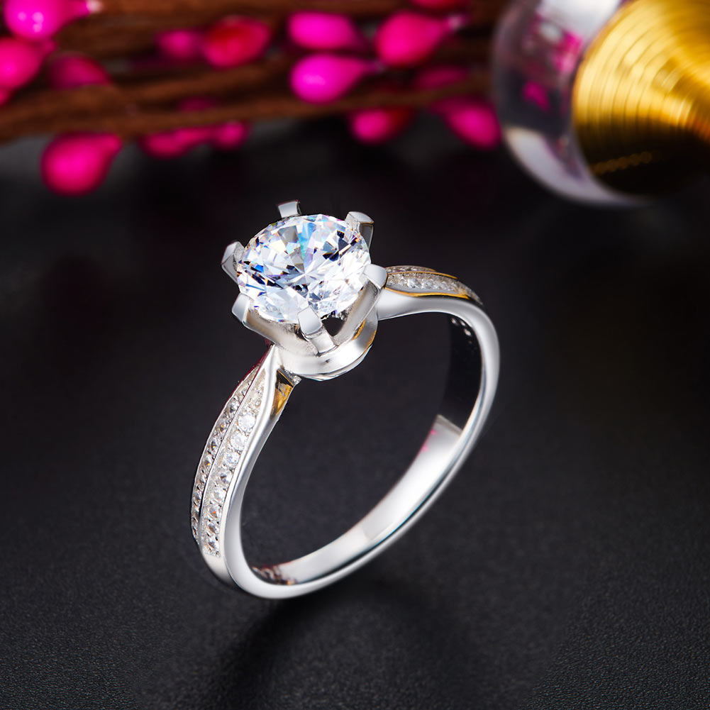 Engagement Crown Ring 925 Sterling Silver 1 Ct Simulated Diamond