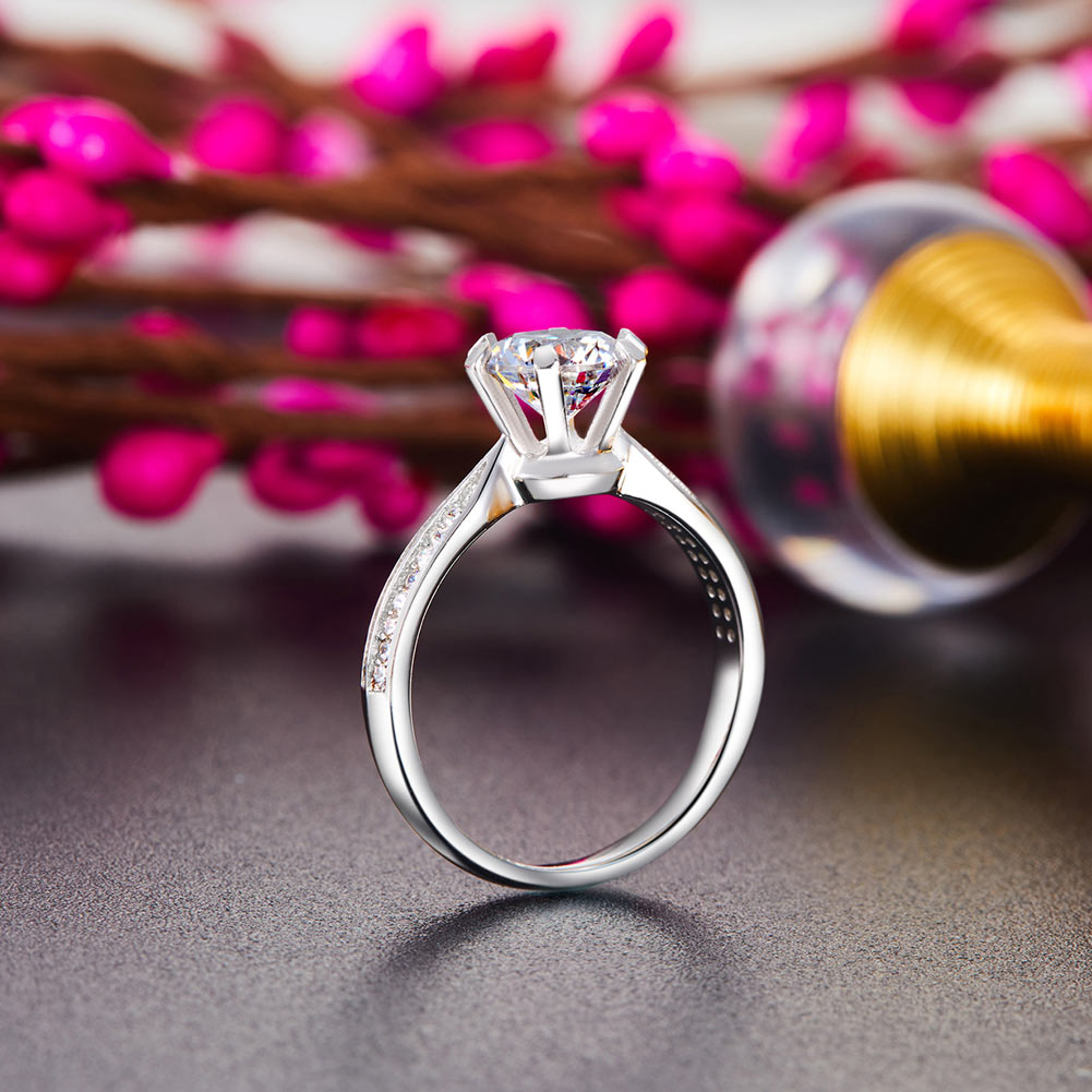 Engagement Crown Ring 1 Ct Simulated Diamond - View 2 | SelinJewels