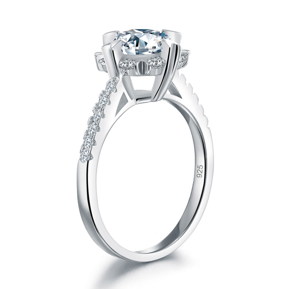 Flower Wedding Ring Solid 925 Sterling Silver Simulated Diamond | SelinJewels