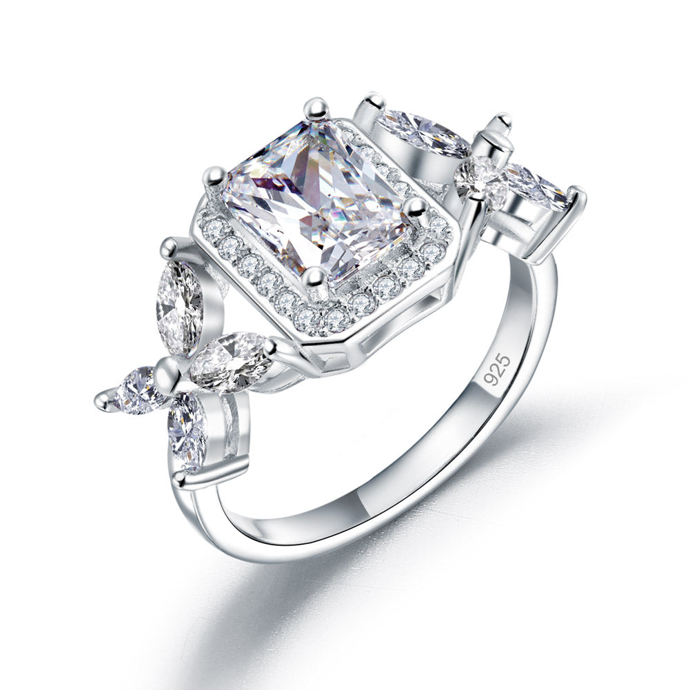 Pageant Luxury Ring Solid 925 Sterling Silver Butterfly Wedding | SelinJewels