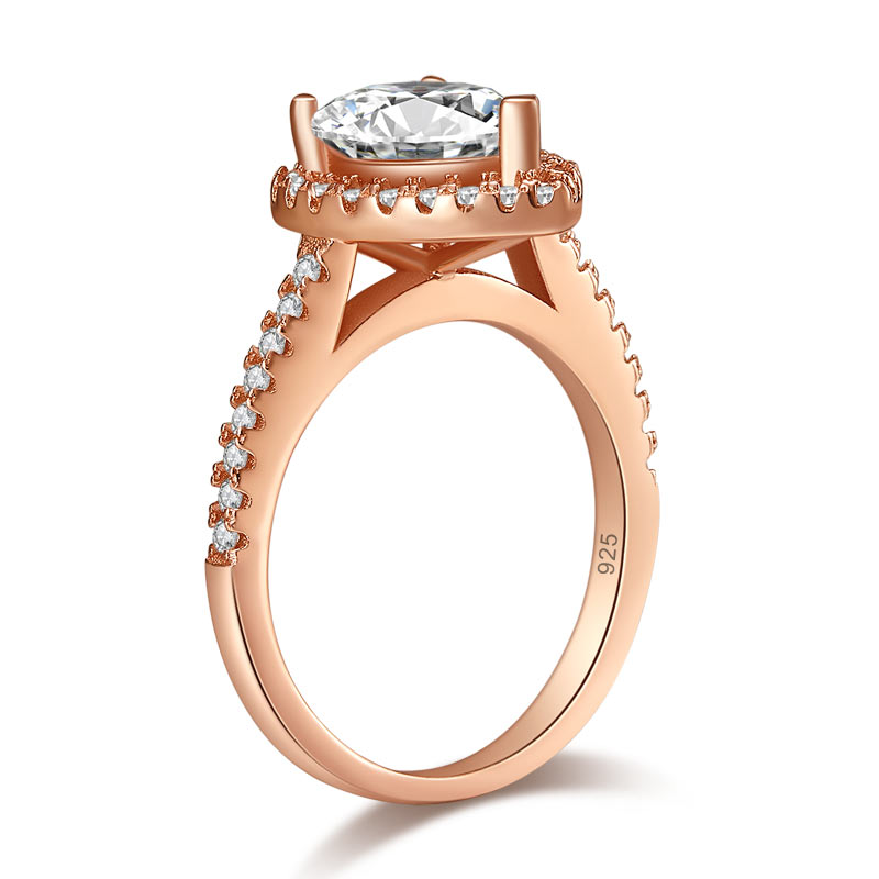 2 Ct Pear Cut Sterling 925 Silver Rose Gold Plated Ring Wedding Promise Engagement