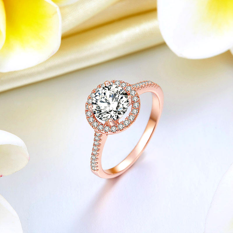 925 Sterling Silver Rose Gold Plated Ring - View 3 | SelinJewels