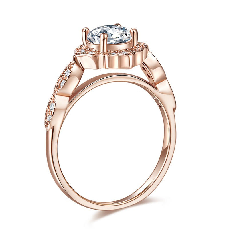 Vintage Style Art Deco Rose Gold Plated Ring - View 3 | SelinJewels