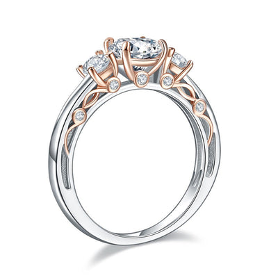 Solid 925 Sterling Silver Wedding Vintage Style Ring 1 Ct Two Tone Color