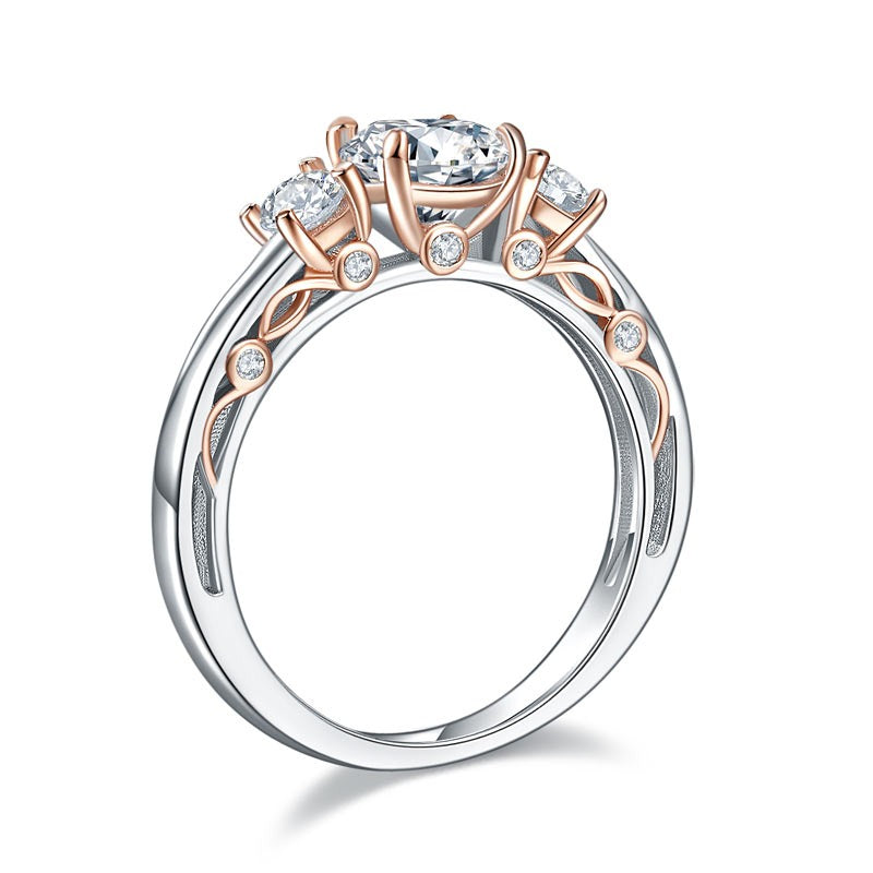 Solid 925 Sterling Silver Wedding Vintage Style Ring 1 Ct Two Tone Color | SelinJewels