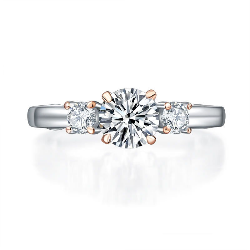 Solid 925 Sterling Silver Vintage Style Two Tone Ring - View 2 | SelinJewels