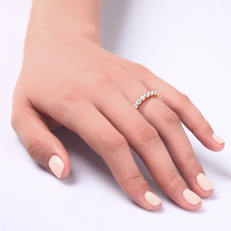 Solid 925 Sterling Silver Wedding Band Eternity Stacking Ring Rose Gold Plated