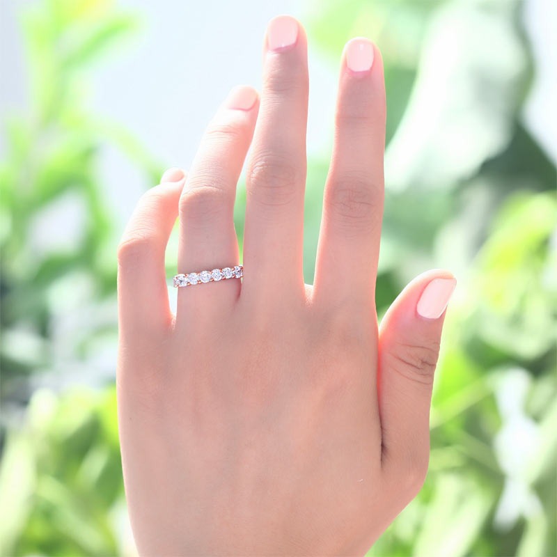 Solid 925 Sterling Silver Eternity Ring Rose Gold Plated - View 2 | SelinJewels
