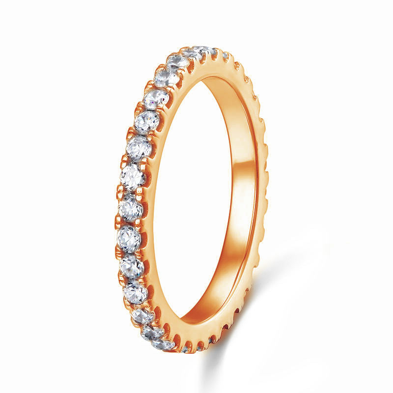 Eternity Ring Rose Gold Plated Wedding Band - View 2 | SelinJewels