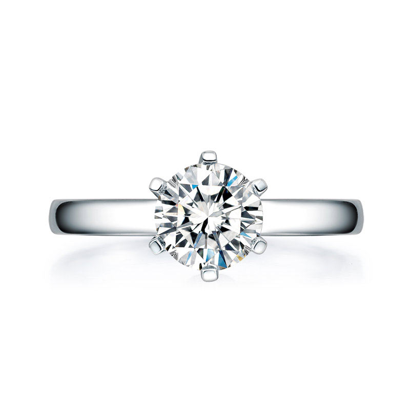 1 Carat Moissanite Diamond 6 Claws Engagement 925 Sterling Silver Ring