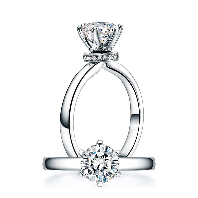 1 Carat Moissanite Diamond 6 Claws Engagement 925 Sterling Silver Ring | SelinJewels