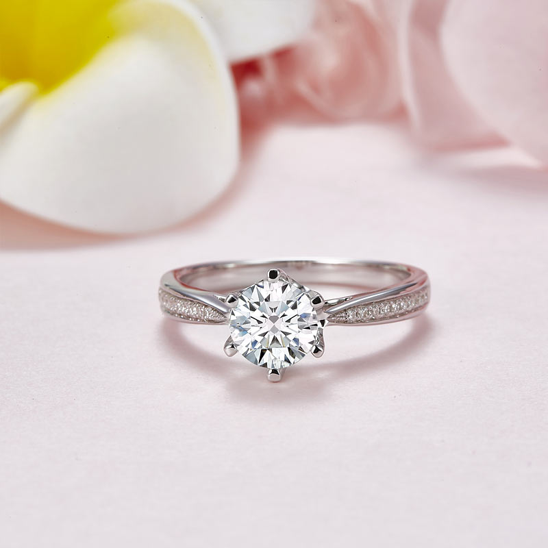 1 Carat Moissanite Diamond Ring Engagement - View 3 | SelinJewels