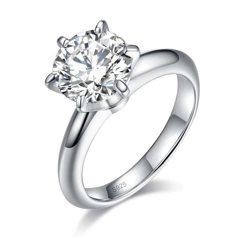 3 Carat Moissanite Diamond Luxury Ring 6 Claws Engagement 925 Sterling Silver