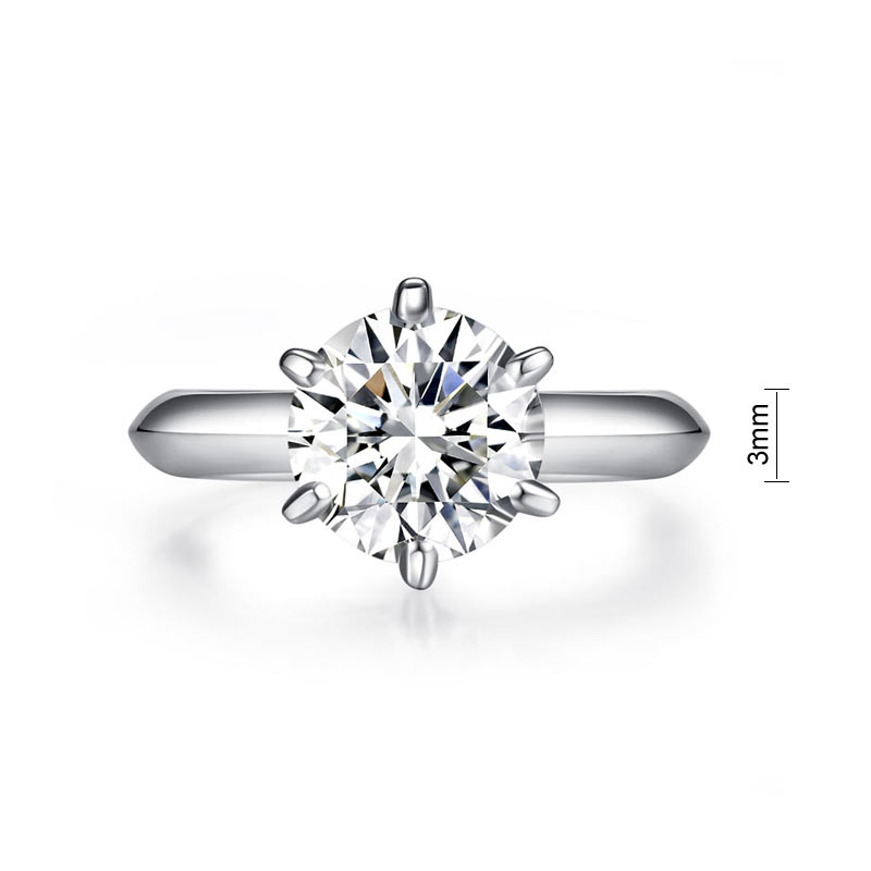3 Carat Moissanite Diamond Luxury Ring 6 Claws Engagement 925 Sterling Silver